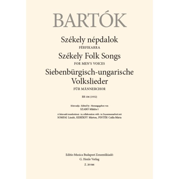 Sz&eacute;kely Folk Songs : for Men's Voices, BB 106 (1932)