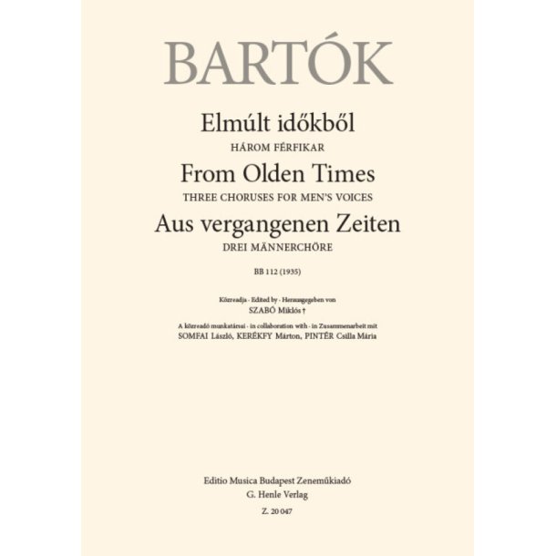 From Olden Times : Three Choruses for Men's Voices, BB 112 (1935)