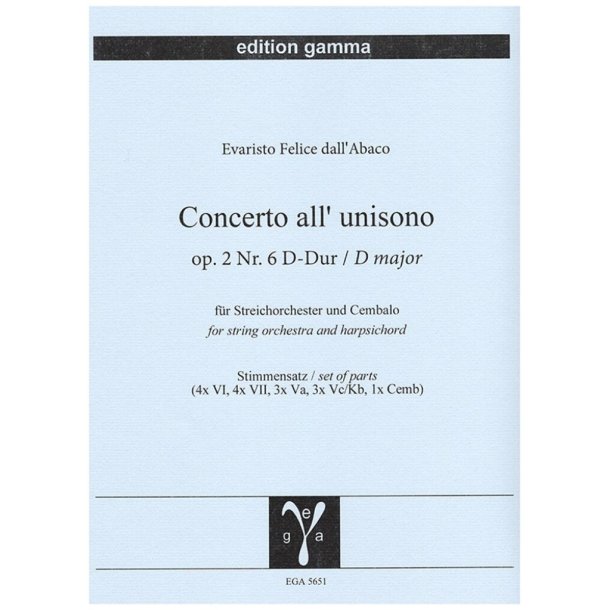 Concerto all'unisono op. 2 Nr. 6 D-Dur
