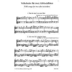 Volkslieder f&uuml;r zwei Altblockfloten : Folk Songs for two alto recorders