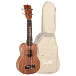 Sopran Ukulele i Mahogni med kvalitetstaske Flight DUS321 