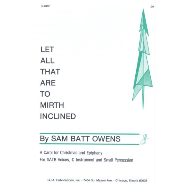 Let All That Are to Mirth Inclined : C instrument, hand drum, small percussion