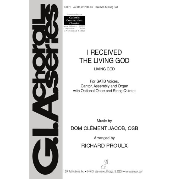 I Received the Living God - Instrument edition : Full Score- Oboe- Violin I- Violin II- Viola- Cello- Bass