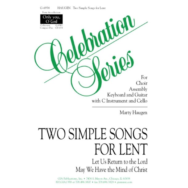 Two Simple Songs for Lent - Instrument Parts : C Instrument and Cello