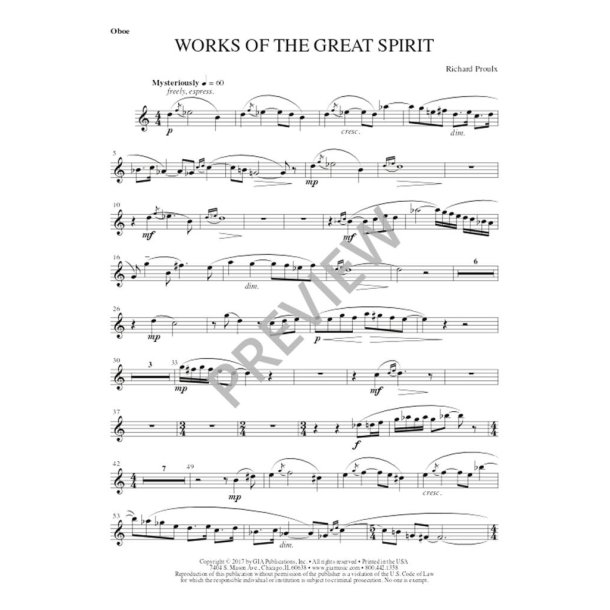 Works of the Great Spirit - Oboe