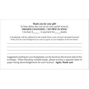 Oramos Cantando/We Pray in Song - Donor Envelopes