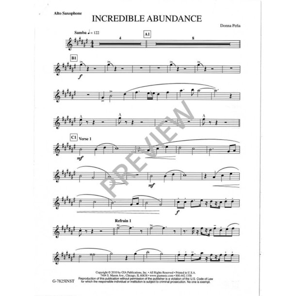 Incredible Abundance : Alto Saxophone, Trumpet, Trombone