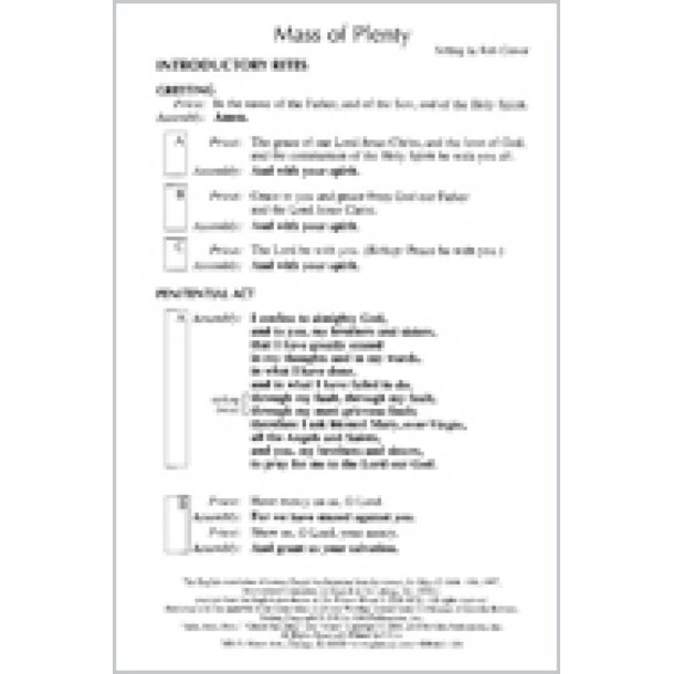 Mass of Plenty - Assembly : Revised Order of Mass 2010