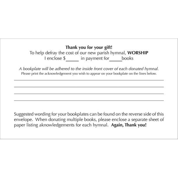 Worship 4th Edition - Donor Envelopes