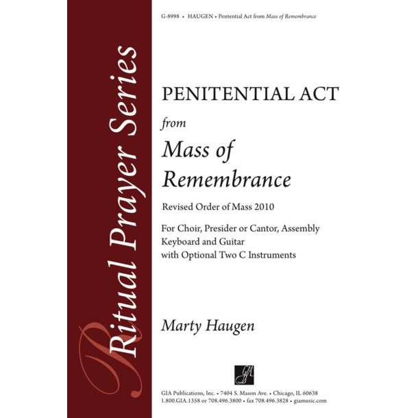 Penitential Act from Mass of Remembrance : Guitar