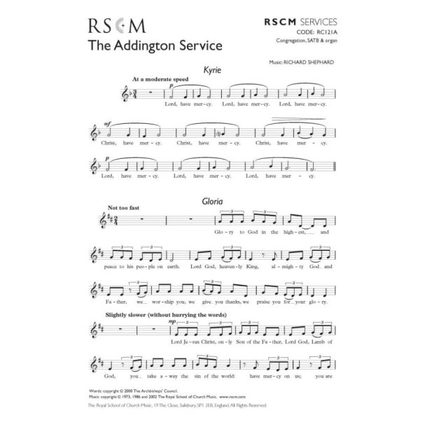 The Addington Service - Congregation edition