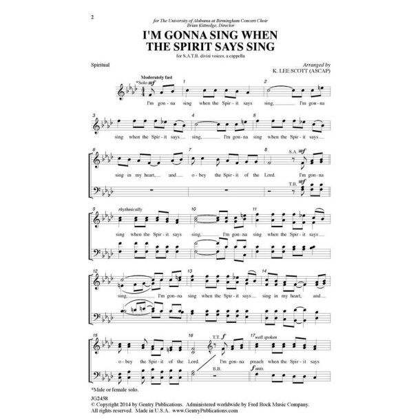 I'm Gonna Sing When the Spirit Says Sing