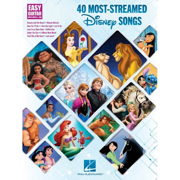 40 Most-Streamed Disney Songs : Easy Guitar with Notes and Tab
