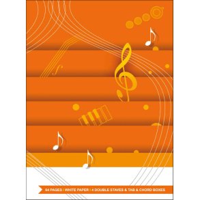 Quaderno di musica chitarra - 64 pp. carta bianca : 4 pentagrammi doppi (standard + tablatura) e griglie per accordi