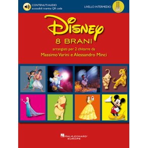 Disney - 8 brani arrangiati per due chitarre : da Massimo Varini e Alessandro Minci (LIV. INTERMEDIO) - Big note scores + audio files via QR code
