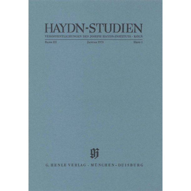 Haydn-Studien Bd. 3 Heft 1 : Haydn Studies Vol. 3 No. 1