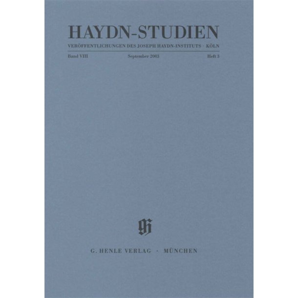 Haydn-Studien Band 8 Heft 3 : Haydn Studies Vol. 8 No. 3