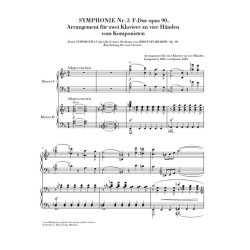 Symphonie Nr. 3 F-dur op. 90 : Arrangements for one Piano four-hands and two Pianos four-hands, with critical report