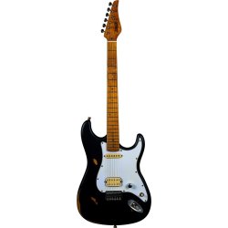 JS800 Electric Guitar from Jet Guitars  - Black (Relic) : Roasted Maple Fretboard