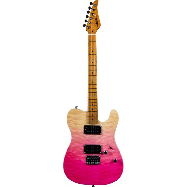 JT450 Electric Guitar from Jet Guitars  - Pink (Quilted Top) : Roasted Maple Fretboard