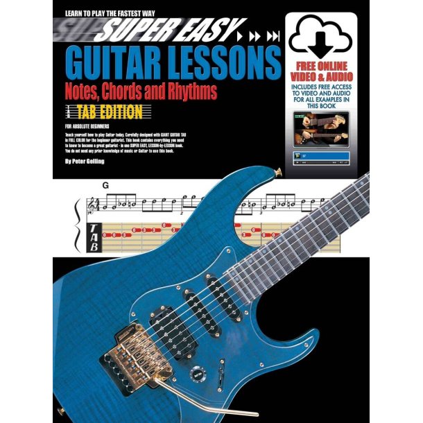 Super Easy Guitar Lessons : Notes, Chords & Rhythms with TAB - With Poster