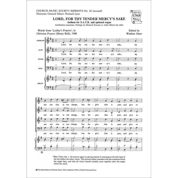 Lord, for thy tender mercy's sake