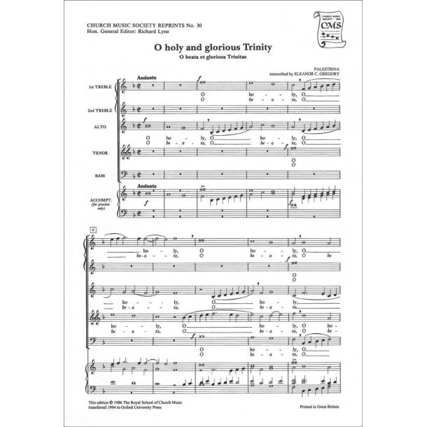 O holy and glorious Trinity : O beata et gloriosa Trinitas
