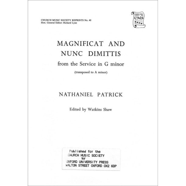 Magnificat and Nunc Dimittis : from Short Service in G minor