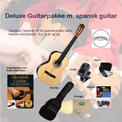 Begynder Santana  guitarpakke Deluxe med 4/4 spansk/klassisk Santana guitar i Satin