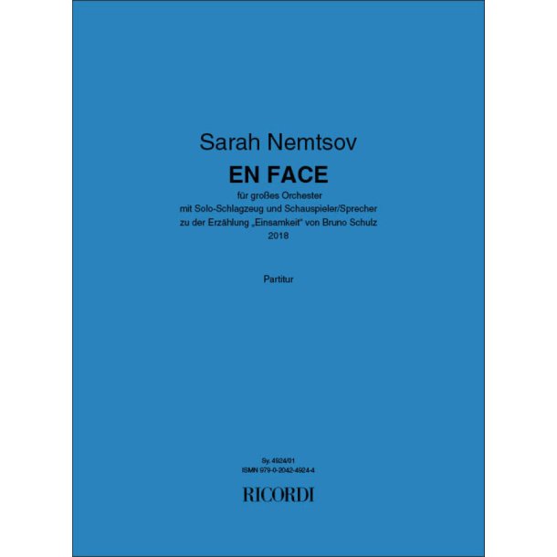 En Face : mit Solo-Schlagzeug und Schauspieler/Sprecher zu der Erz&auml;hlung 'Einsamkeit' von Bruno Schulz