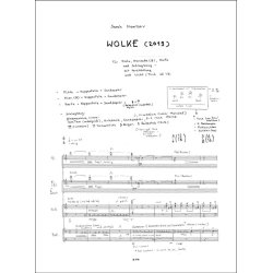 WOLKE : f&uuml;r Fl&ouml;te, Klarinette (B), Harfe und Schlagzeug mit Verst&auml;rkung und Licht/Tuch ad lib.