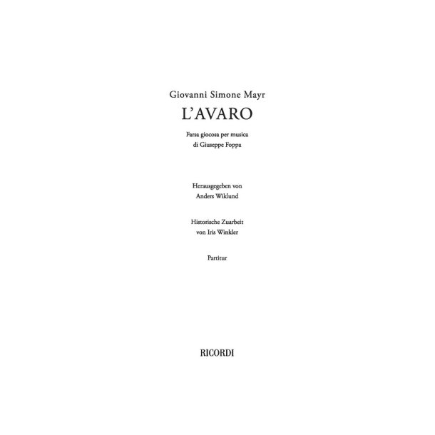 L'avaro : Herausgegeben Anders Wiklund