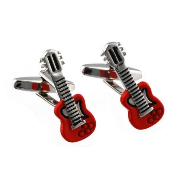 Cufflinks Guitars red