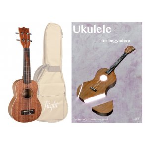 Ukulele begynder pakketilbud (Sopran Ukulele) + dansk bog og taske