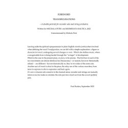 Transfigurations Concerto : For Recorder And String Orchestra