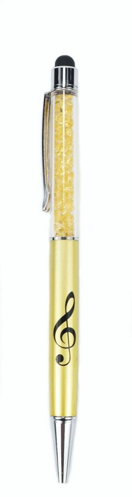 Stylus Pen med G-nøgle, guld/krystal