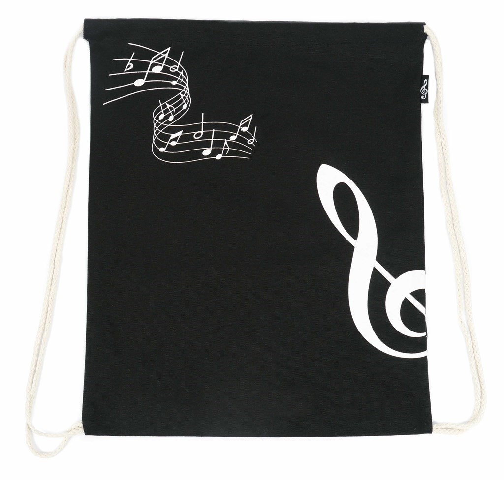 Drawstring bag g-clef black : (printed on both sides) canvas 37*44 cm H