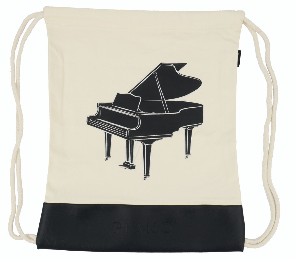 Drawstring bag grand piano black/silver : 37*44 cm H