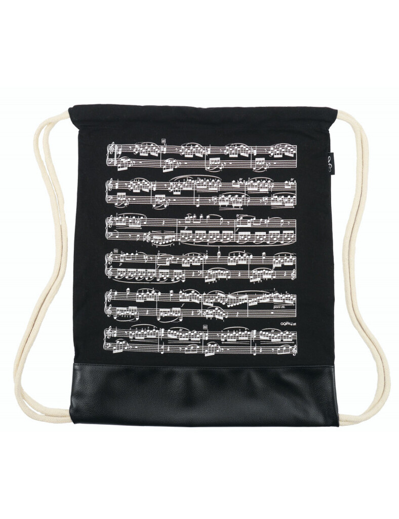 Drawstring bag notelines black canvas : 37*44 cm H