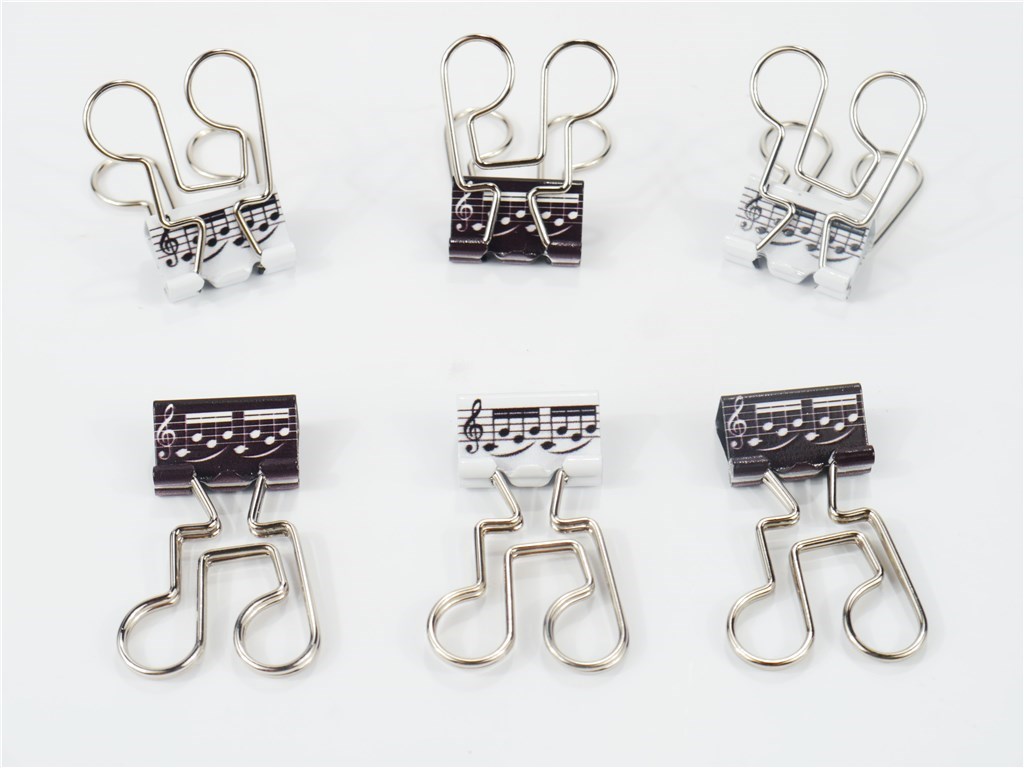 Binder Clip quaver black/white 6 pcs : 19*40 mm