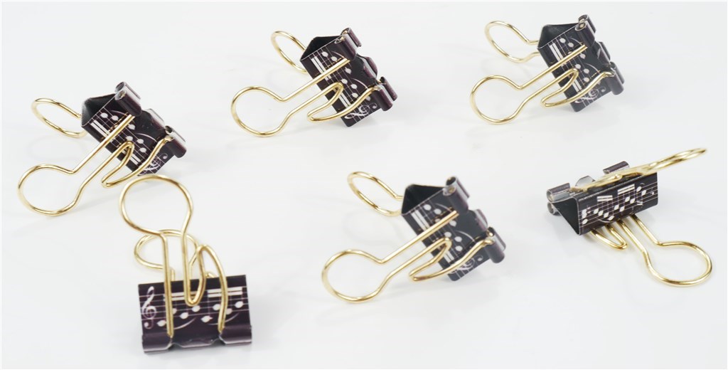 Binder Clip quaver gold 6 pcs : 19*40 mm