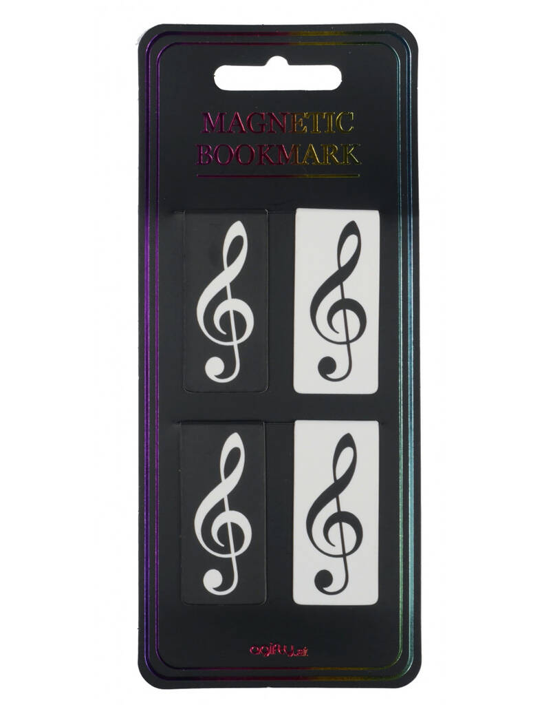 Magnetic bookmark g-clef black & white : 4 pieces in a pack