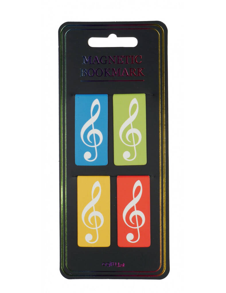 Magnetic bookmark g-clef colourful : 4 pieces in a pack
