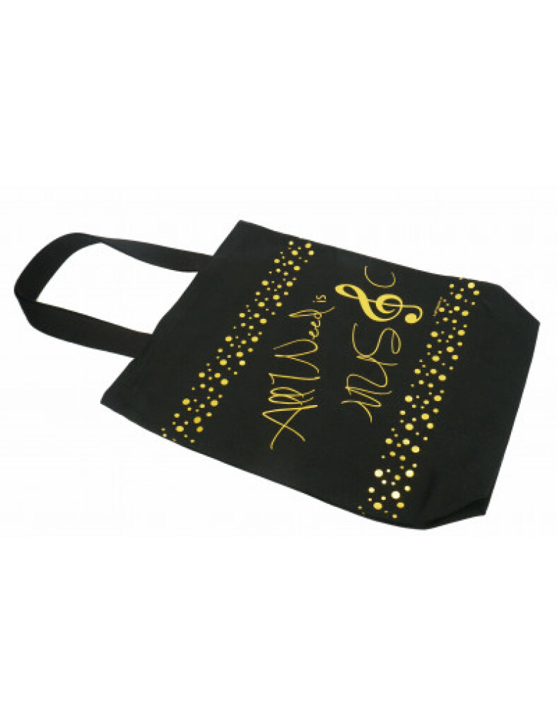 City Shopper Note: ''All I need is music'' : black/gold canvas 38*45 (H)*12 cm