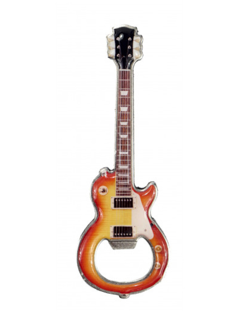 Flaskeåbner med magnet, elektrisk guitar: Længde 12 cm, metal