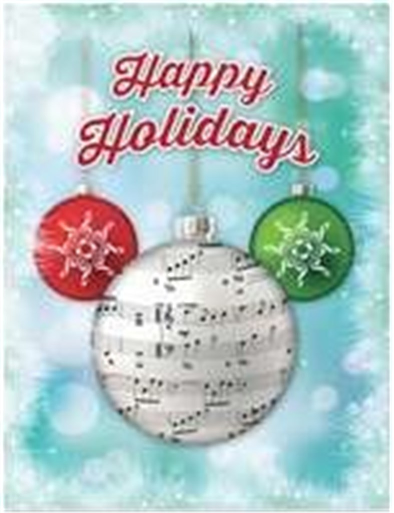Holiday Card Musical Blue With Bulbs 8/Box : 4.25X5.5