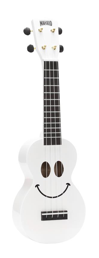 Mahalo Smiley Series Soprano Ukulele - White Med taske