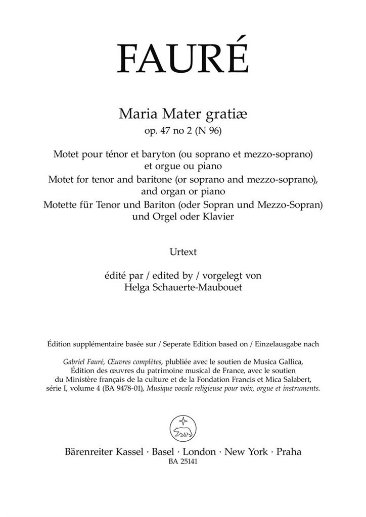 Maria Mater gratiæ : N 96 - Op. 47 No. 2