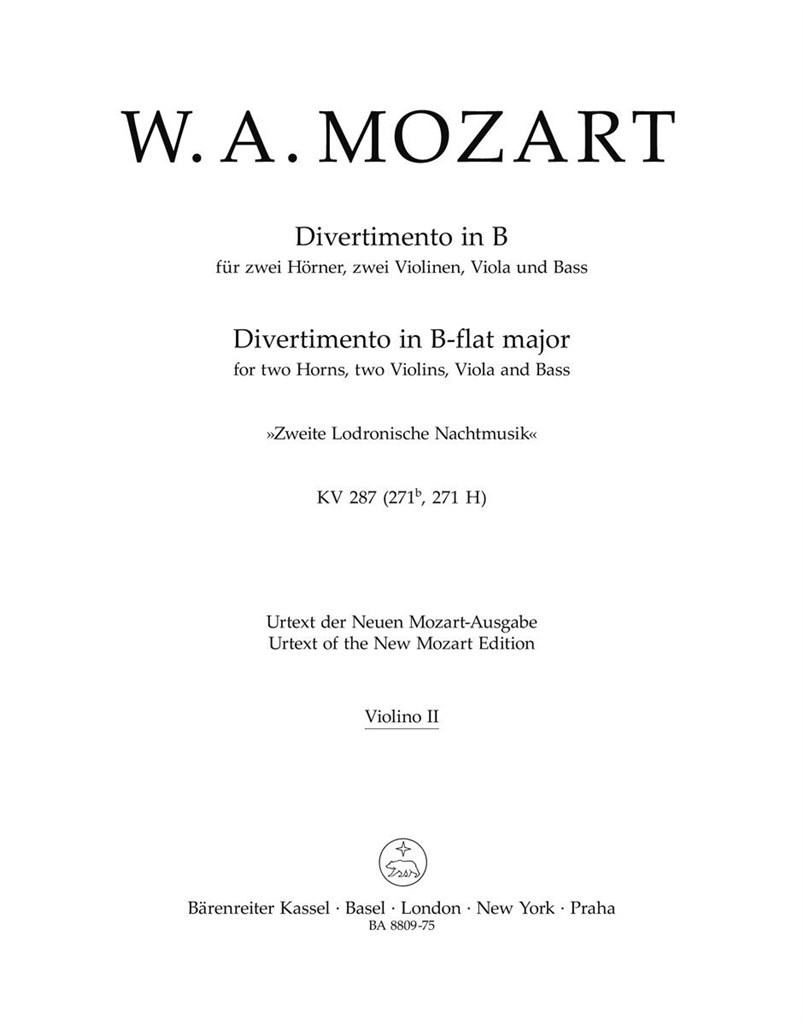 Divertimento in B-flat major - KV287 - 271b, 271 H : Zweite Lodronische Nachtmusik