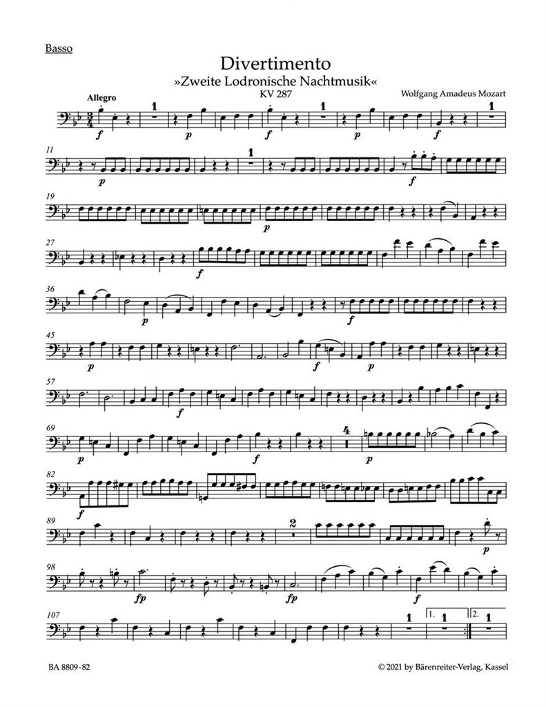 Divertimento in B-flat major - KV287 - 271b, 271 H : Zweite Lodronische Nachtmusik